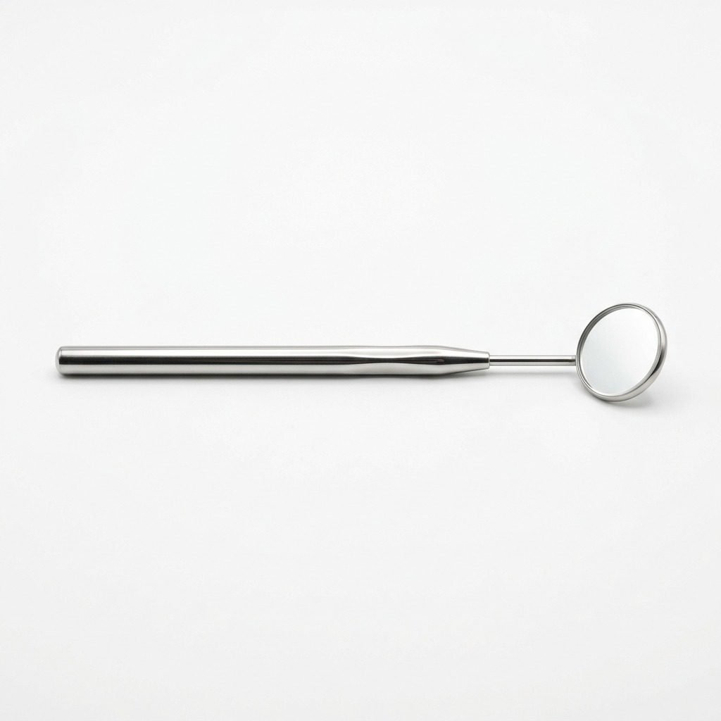 Dental Mouth Mirror Handle with Rhodium Front-Surface Mirror No. 4